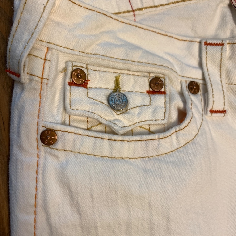 Vintage True Religion White "Joey" Low Rise Flare Stretch Jeans EUC - Picture 5 of 13
